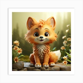 Fox In The Forest 14 Art Print