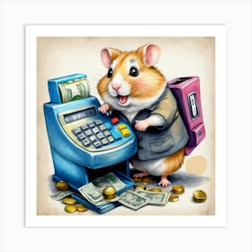 Hamster At The Cash Register 5 Art Print