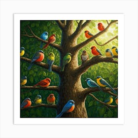 Birds In The Tree 3 Art Print