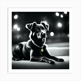 Black And White Dog 3 Art Print