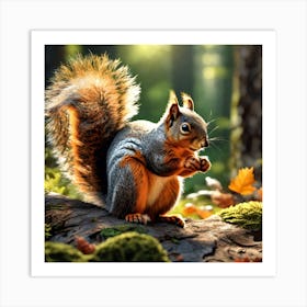 Squirrel In The Forest 354 Art Print