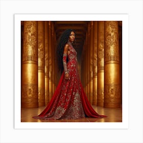 Black Woman In A Red Dress Art Print