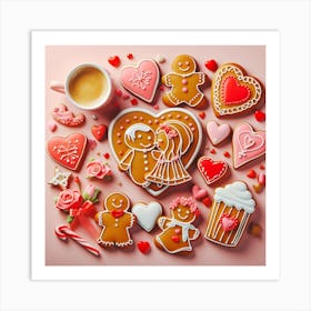 Valentine's Day, gingerbread design 1 Art Print