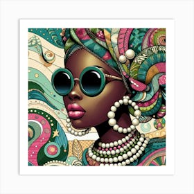 African Woman With Sunglasses 2 Art Print