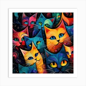 Colorful Cats 1 Art Print