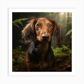 Dachshund In The Forest Art Print