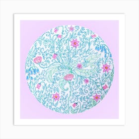 Wildflower doodle in pink Art Print