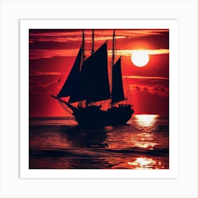 Sunset Sailboat 8 Art Print