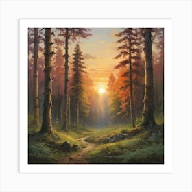 Sunset In The Forest Art Print 1 Art Print