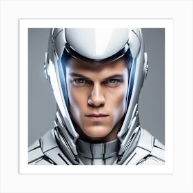 3d Photography, Model Shot, Man In Future Wearing Futuristic Suit, Digital Helmet Beautiful Detailed Eyes, Professional Award Winning Portrait Photography, Zeiss 150mm F 2 Art Print