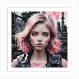 Pink Haired Girl Art Print