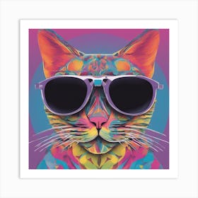 Cat, New Poster For Ray Ban Speed, In The Style Of Psychedelic Figuration, Eiko Ojala, Ian Davenport (1) 1 Art Print