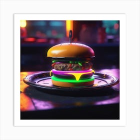 Neon Burger 10 Art Print