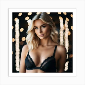 beautiful blonde girl in lingerie Art Print