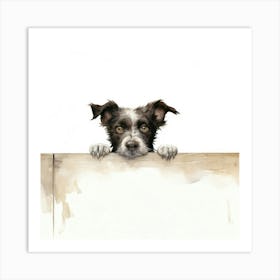 Dog Peeking Over The Wall 28 Art Print