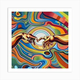 The Creation Of Adam Colourful Study Art Print