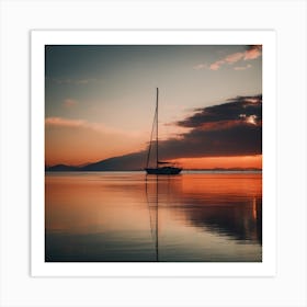 Sailboat At Sunset 5 Art Print