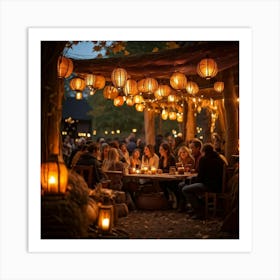 A Lively Autumn Festival Drenched In Rustic Charm Cascading Lanterns Of Burnished Gold And Amber (5) Art Print