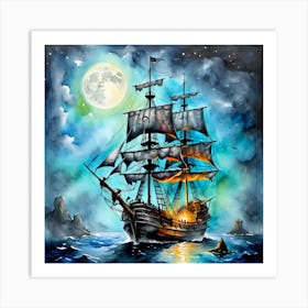 Of A Pirate Ship Art Print