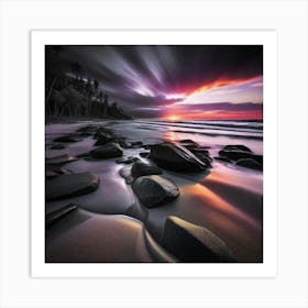 Sunset At The Beach 16 Art Print