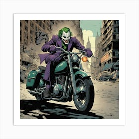 Joker On A Motorcycle 1 Art Print