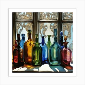 Vintage Colored Bottles 04 Art Print