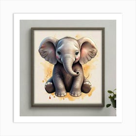 Baby Elephant Painting Art Print