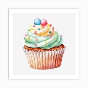 Cupcake Watercolor Illustration 3 Art Print