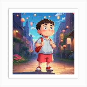 Boy In A City Art Print