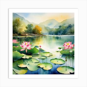 Lotus Lily Painting 4 Art Print