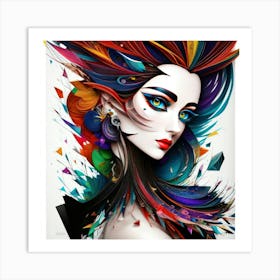 Aquarela Oil Paint Girl (4) Art Print