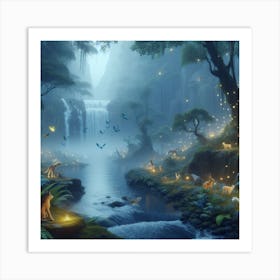 Forest At Night 1 Art Print