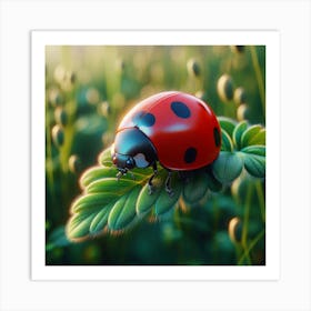 Ladybug On A Leaf Art Print