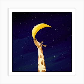 Giraffe With Moon Art Print