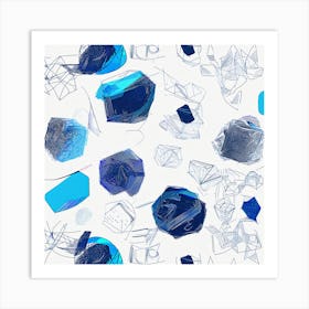 Abstract Blue Crystals Art Print