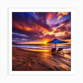 Sunset On The Beach 303 Art Print