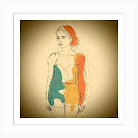 Woman In A Colorful Dress Art Print