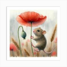 Mouse And Poppy Art Print