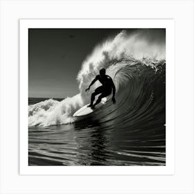 Black And White Surfer Art Print