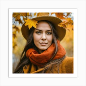Autumn Woman In Hat 3 Art Print