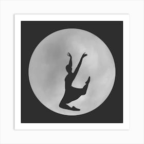 Minimalist Full Moon Silhouette with Dancer - Empowerment - Moon Magic Art Print