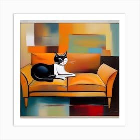 Cat On Couch 1 Art Print