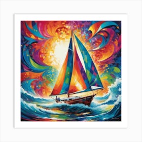 Sailboat In The Ocean Art Print