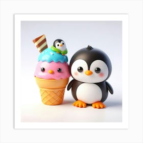 Ice Cream Penguins 3 Art Print