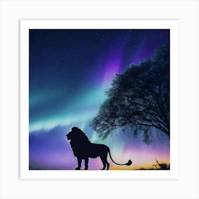 Lion In The Night Sky Art Print