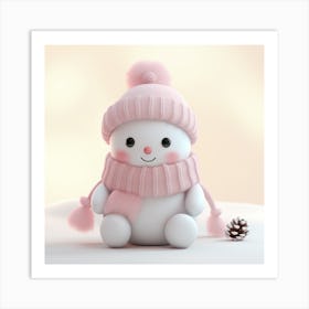 Cute Christmas snowman Art Print