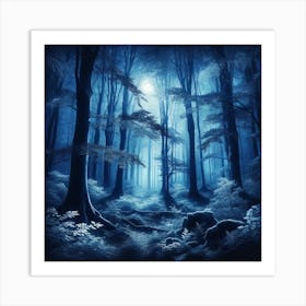 Mystical Blue Forest Art Print