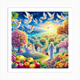 Angels In The Garden 3 Art Print