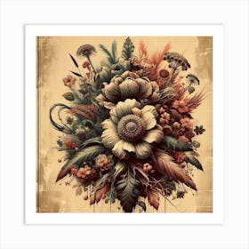 Flowers And Leaves Art Print