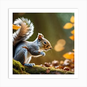 Squirrel In Autumn Art Print